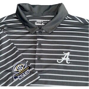 Nike Alabama Crimson Tide Polo Shirt Men’s Sz L Grey Dri-Fit Logo Golf Bama